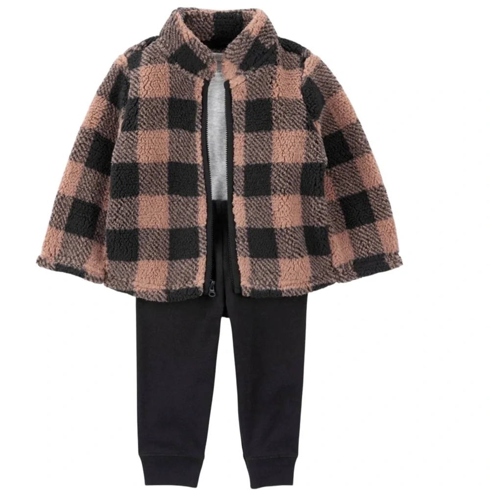 Carter’s Just One You 3 Piece Sherpa Plaid Jacket Outfit 6 Months